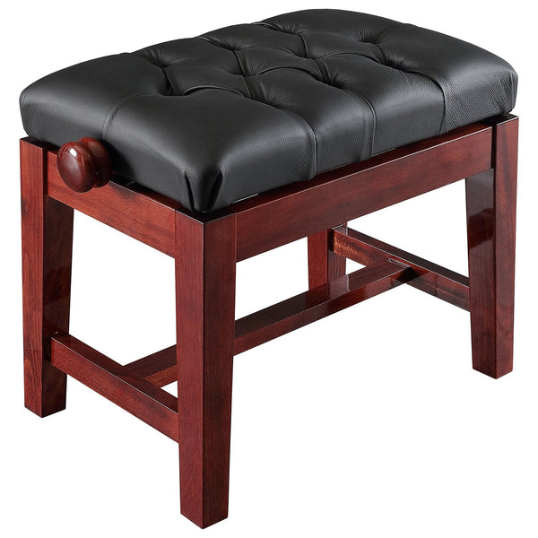 125TCH concert piano stool - Dark red mahogany, black simulated leather