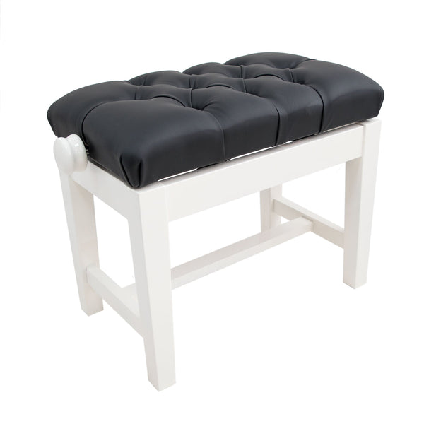125TCH concert piano stool - White gloss, black simulated leather