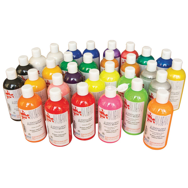 Scola Artmix Ready Mixed Poster Paint Pack of 30 x 300ml