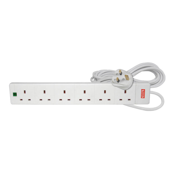 2M 6 Gang Extension Lead With Surge Protection