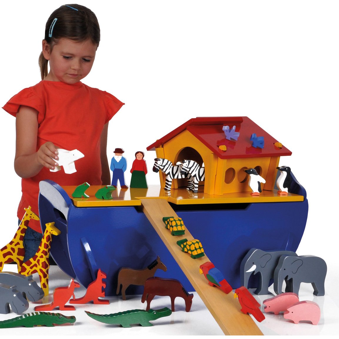 Wooden noah's ark fashion playset