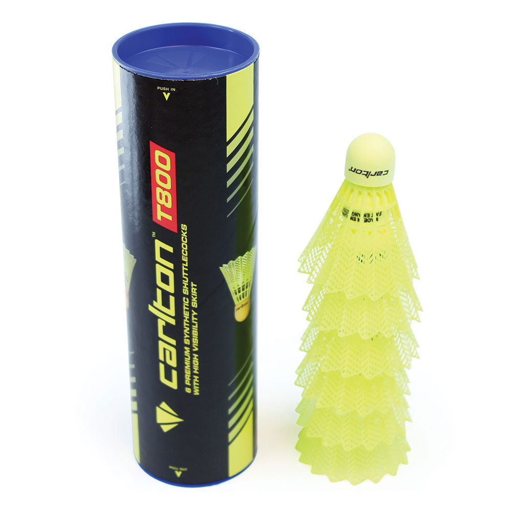 Carlton T800 Shuttlecock Yellow, Medium, Tube of 6