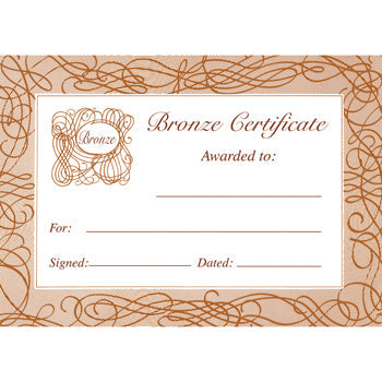 CERTIFICATE CARD, A5 Foil Certificates, Bronze, Pack of 20