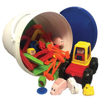 Lego Bricks Stickle Bricks Red Bucket STICKLE BRICKS, Farm Set