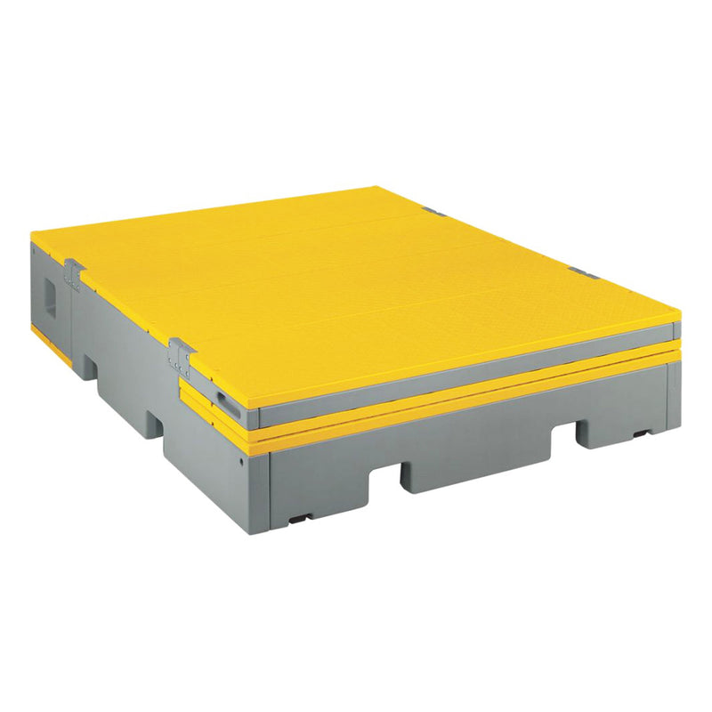 Wenger flipFORMS flexible classroom seating and staging - yellow top/grey base