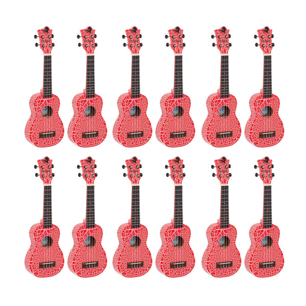 Octopus Academy soprano ukulele classroom pack of 12 - Red and white crackle