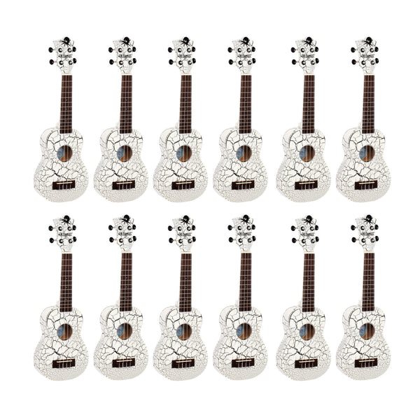 Octopus Academy soprano ukulele classroom pack of 12 - White and black crackle