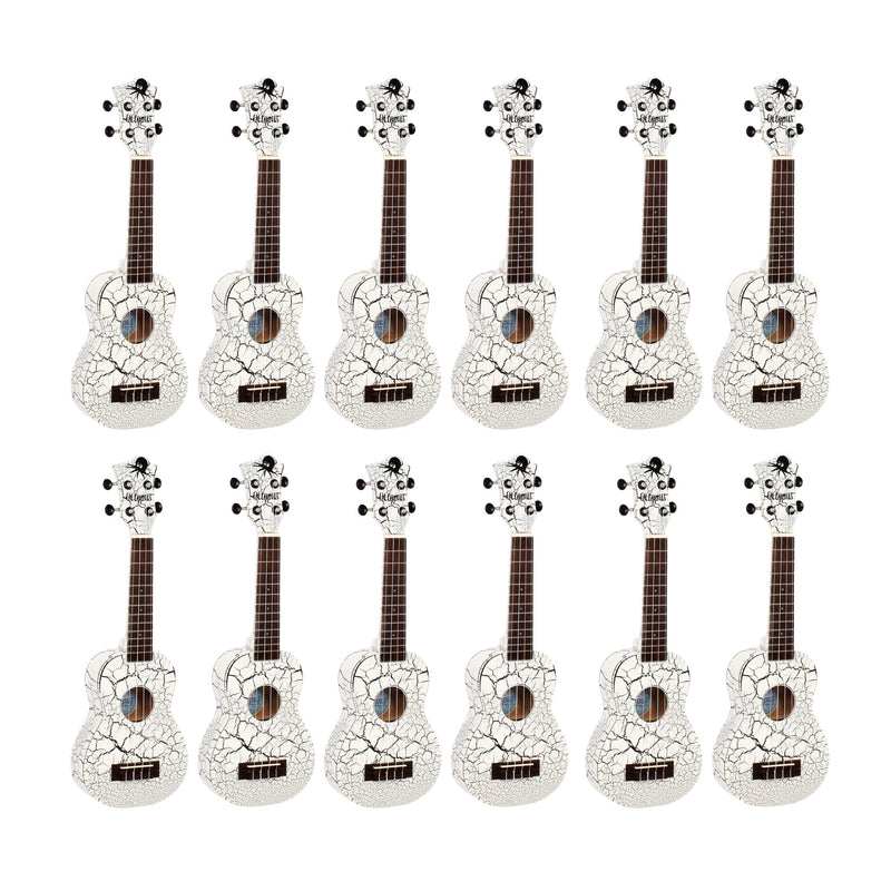 Octopus Academy soprano ukulele classroom pack of 12 - White and black crackle