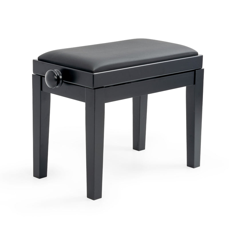 CGM 125E height adjustable piano stool - Black satin, black simulated leather