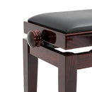 CGM 125E height adjustable piano stool - dark mahogany gloss, black simulated leather