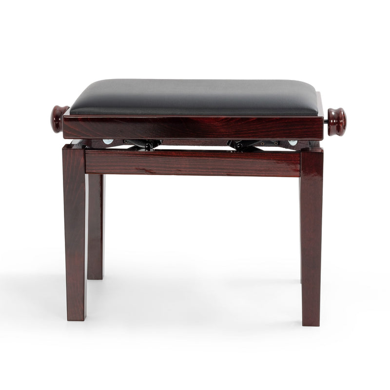 CGM 125E height adjustable piano stool - dark mahogany gloss, black simulated leather