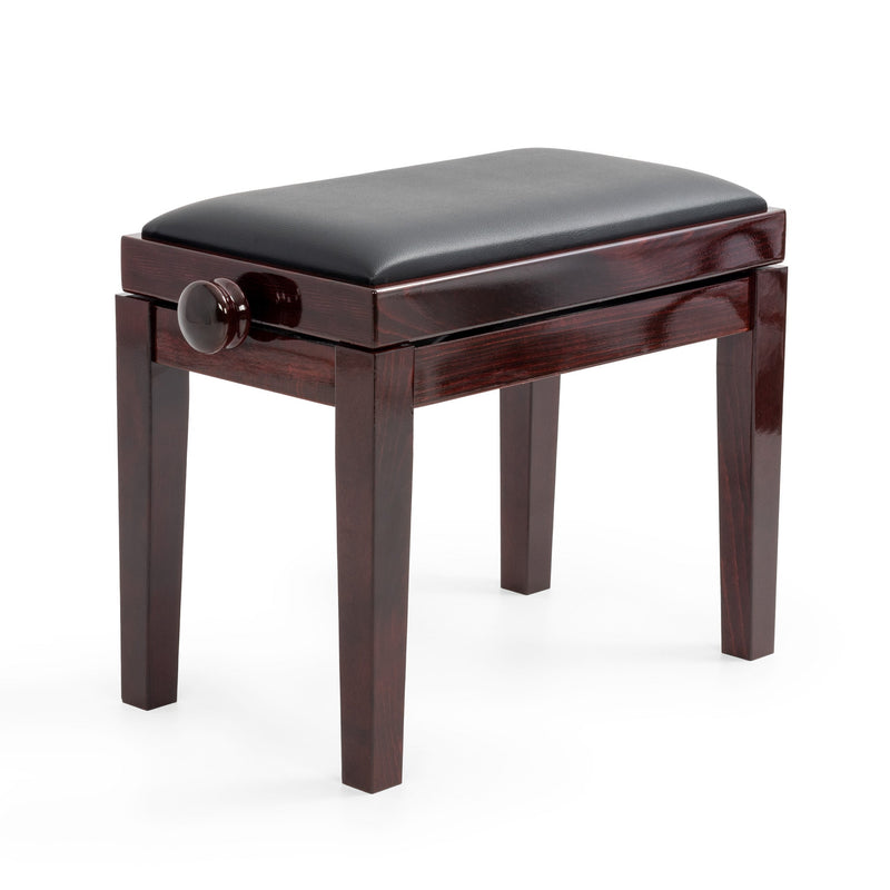 CGM 125E height adjustable piano stool - dark mahogany gloss, black simulated leather