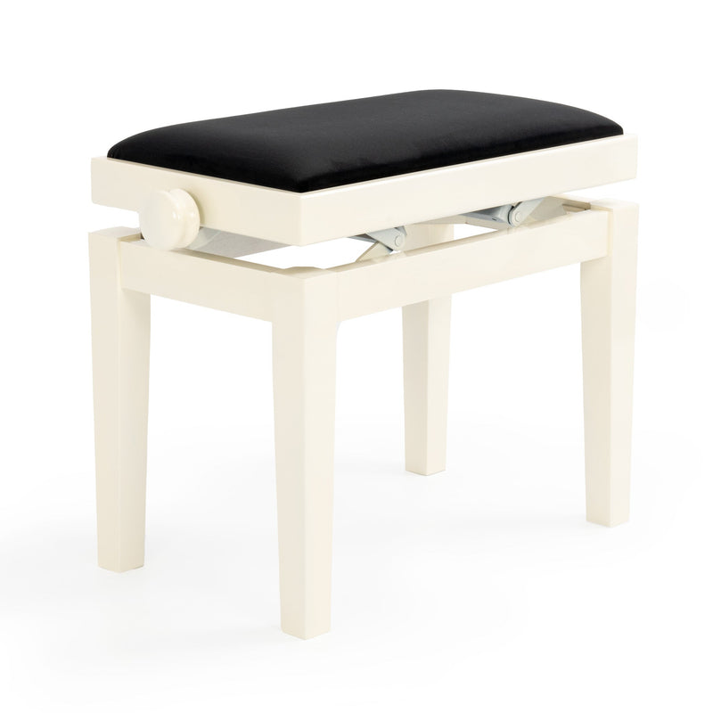 CGM 125E height adjustable piano stool - Ivory gloss, black velvet
