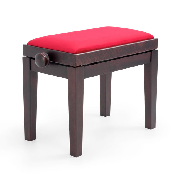 CGM 125E height adjustable piano stool - Rosewood satin, red velvet