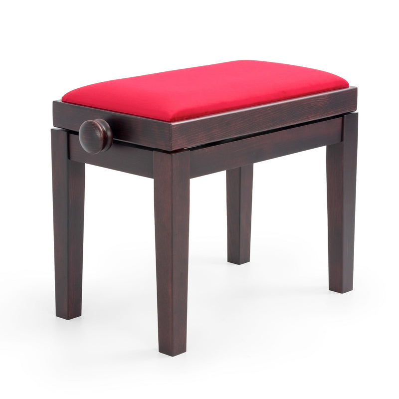 CGM 125E height adjustable piano stool - Rosewood satin, red velvet