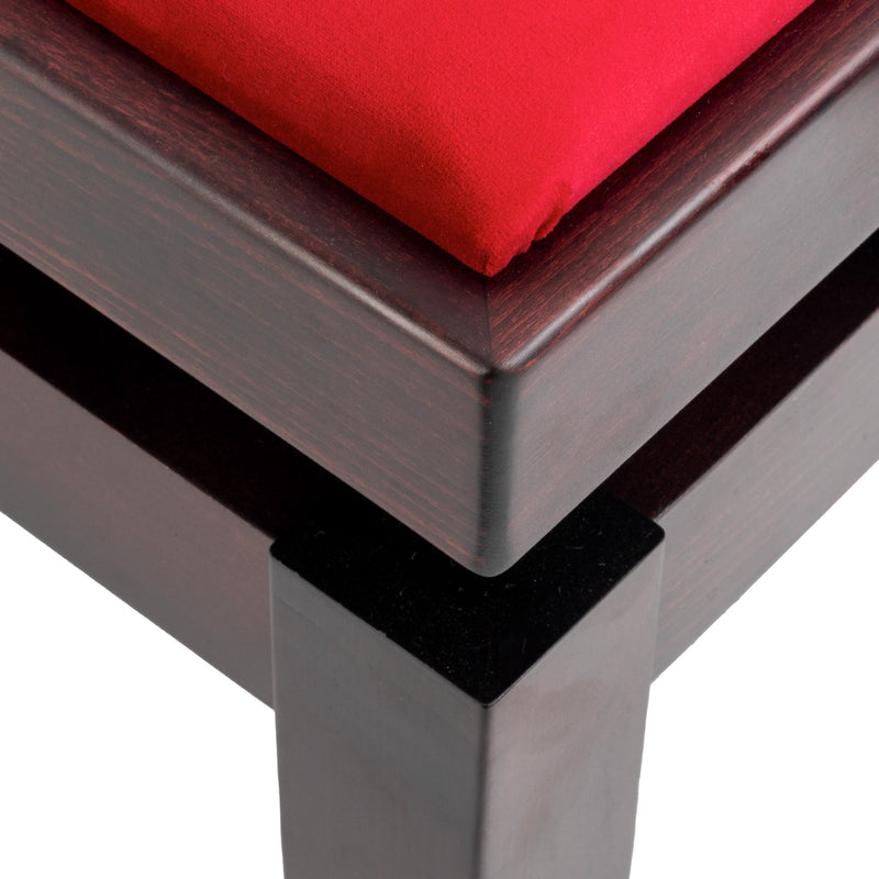 CGM 125E height adjustable piano stool - Rosewood satin, red velvet