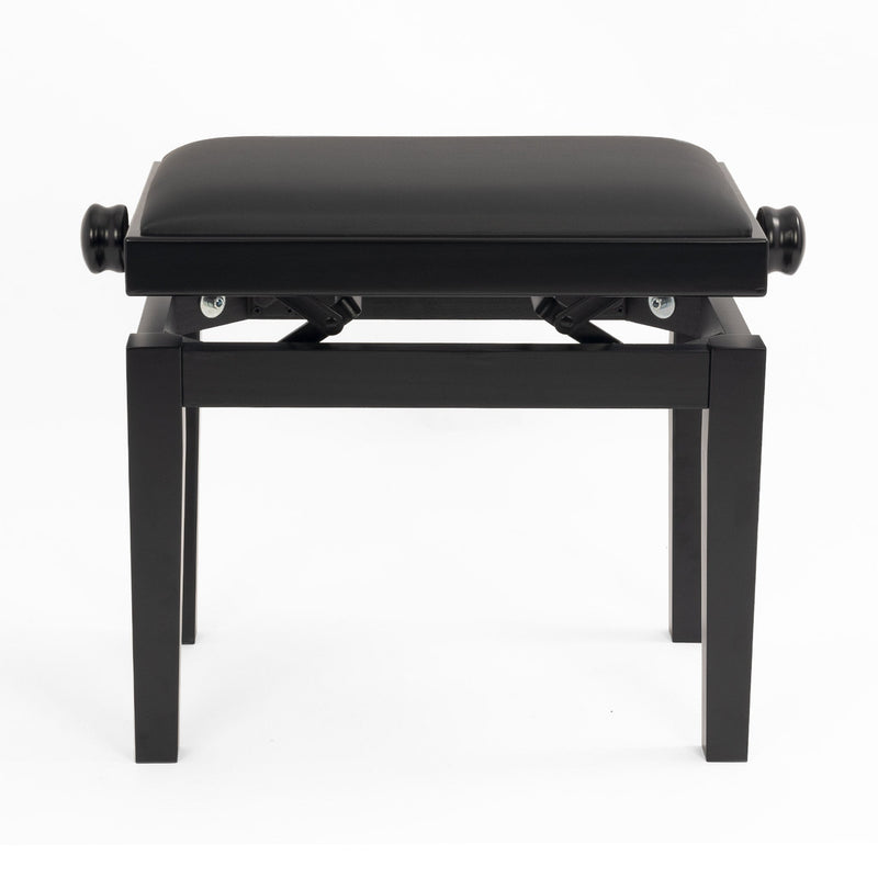 CGM 125E height adjustable piano stool - Black satin, black simulated leather