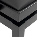 CGM 125E height adjustable piano stool - Black satin, black simulated leather