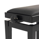 CGM 125E height adjustable piano stool - Black satin, black simulated leather