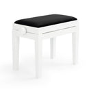 CGM 125E height adjustable piano stool - White gloss, black velvet