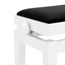CGM 125E height adjustable piano stool - White gloss, black velvet