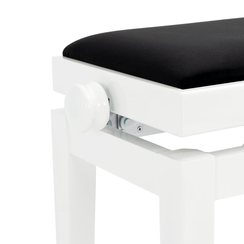 CGM 125E height adjustable piano stool - White gloss, black velvet