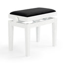 CGM 125E height adjustable piano stool - White gloss, black velvet