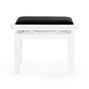 CGM 125E height adjustable piano stool - White gloss, black velvet