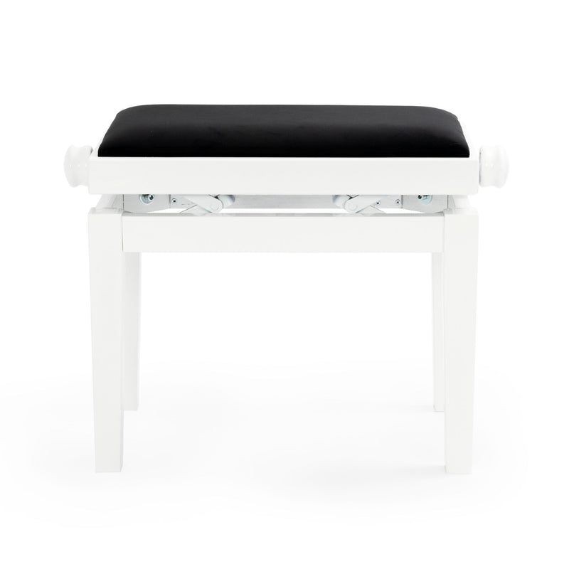 CGM 125E height adjustable piano stool - White gloss, black velvet