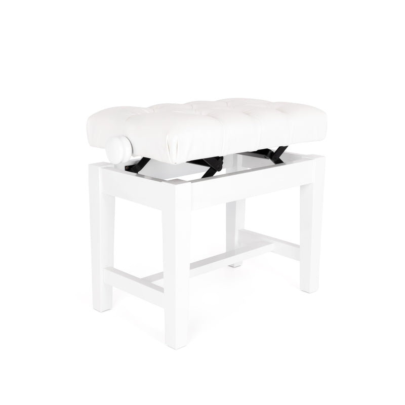 125TCH concert piano stool - White gloss, white simulated leather