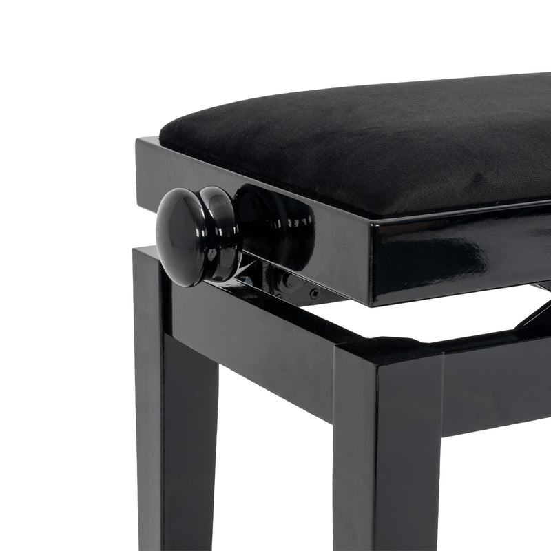CGM 126E duet piano stool - Black gloss, black velvet