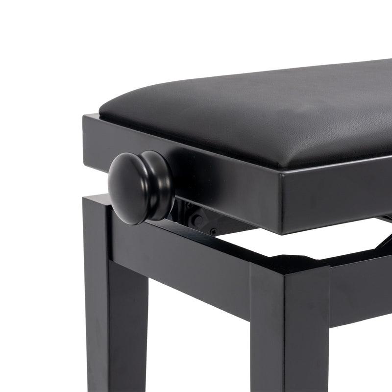 CGM 126E duet piano stool - Black satin, black simulated leather
