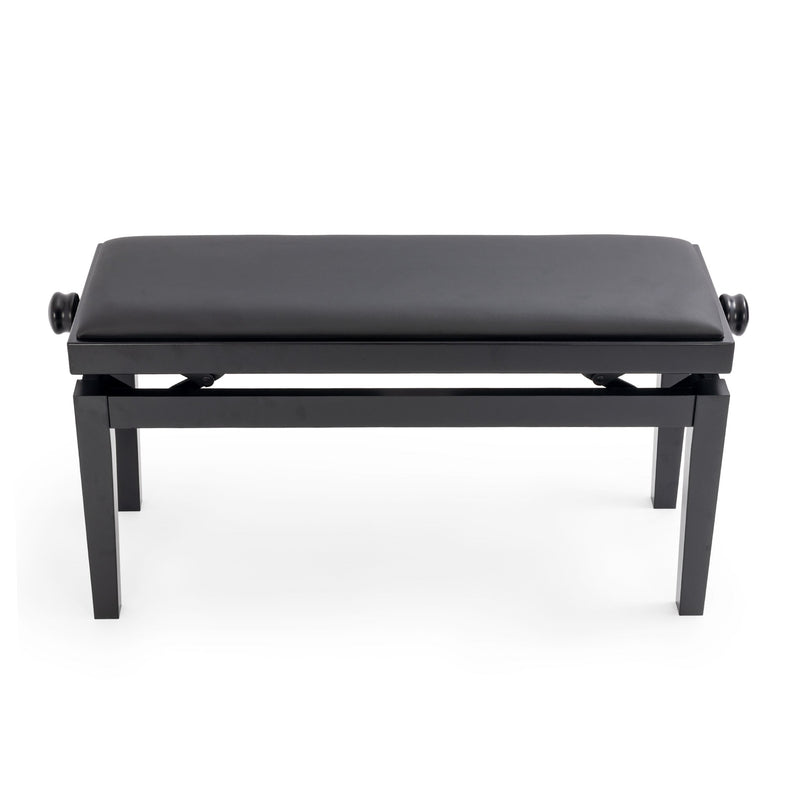 CGM 126E duet piano stool - Black satin, black simulated leather
