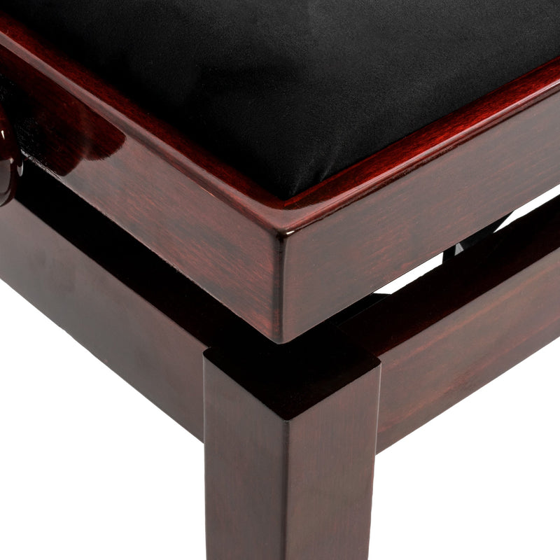 CGM 126E duet piano stool - Dark mahogany gloss, black velvet