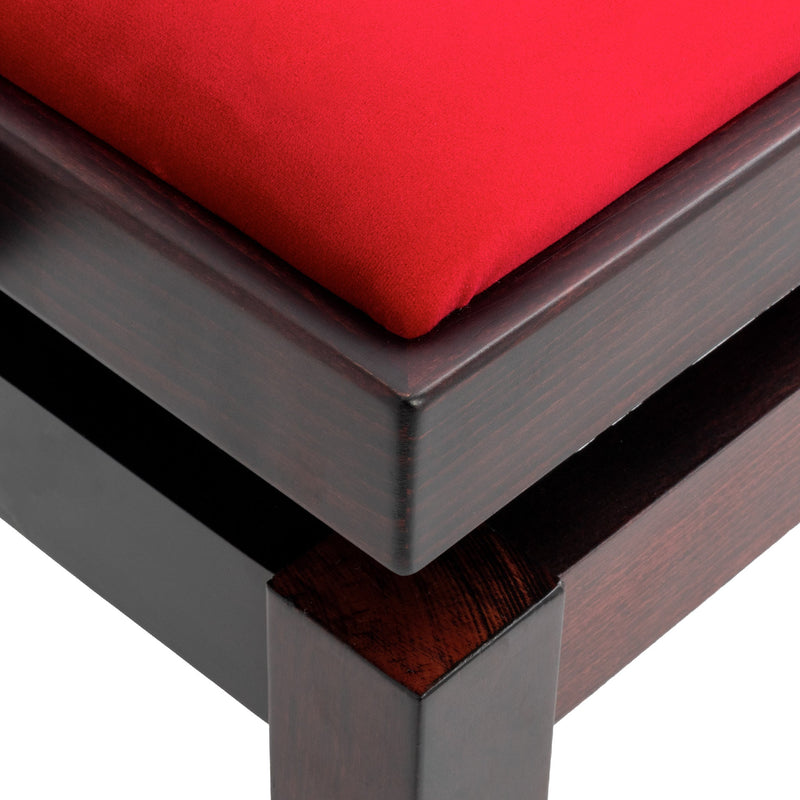 CGM 126E duet piano stool - Rosewood satin, red velvet