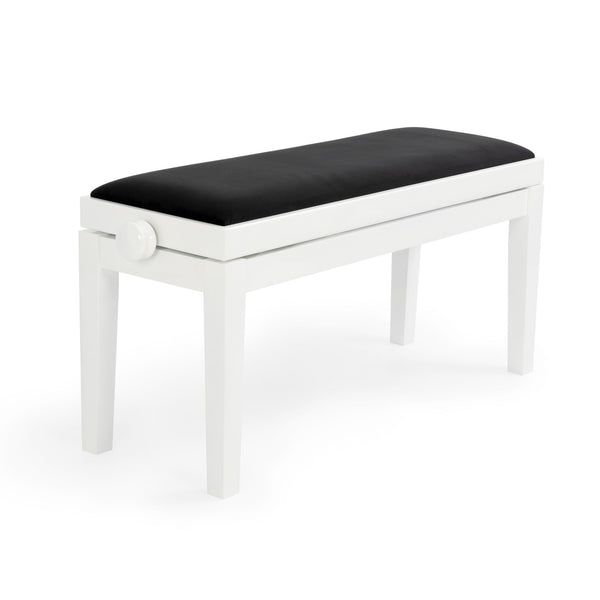 CGM 126E duet piano stool - White gloss, black velvet