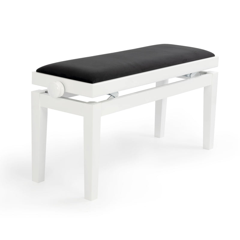 CGM 126E duet piano stool - White gloss, black velvet