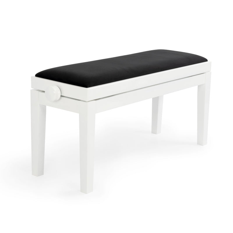 CGM 126E duet piano stool - White gloss, black velvet