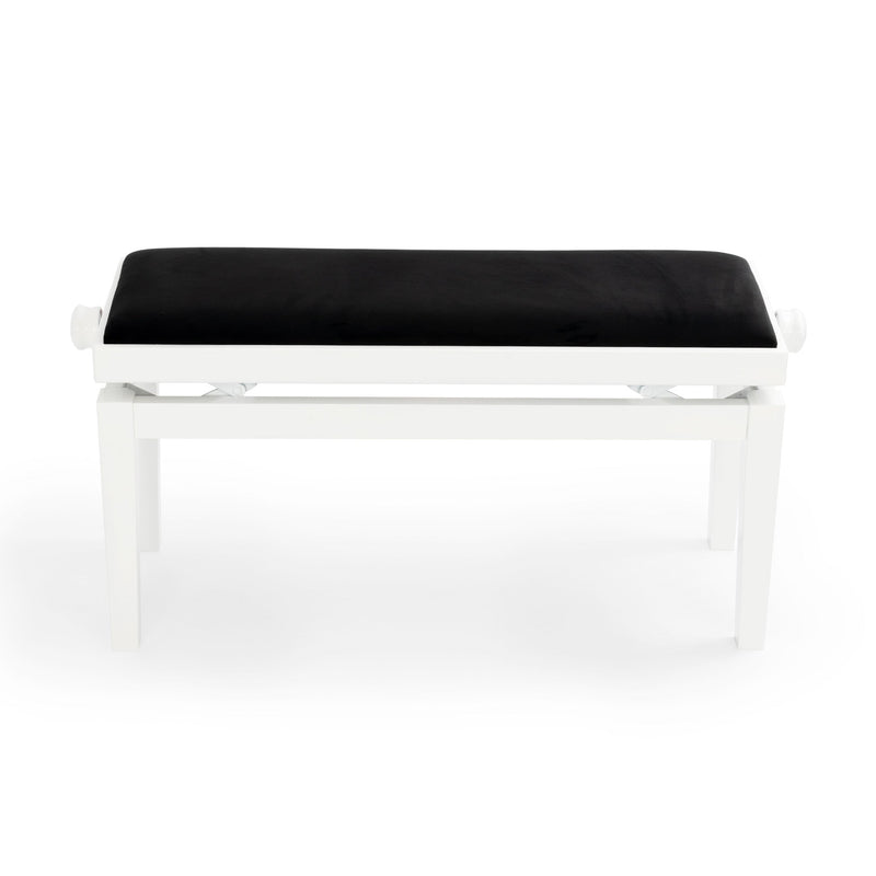 CGM 126E duet piano stool - White gloss, black velvet
