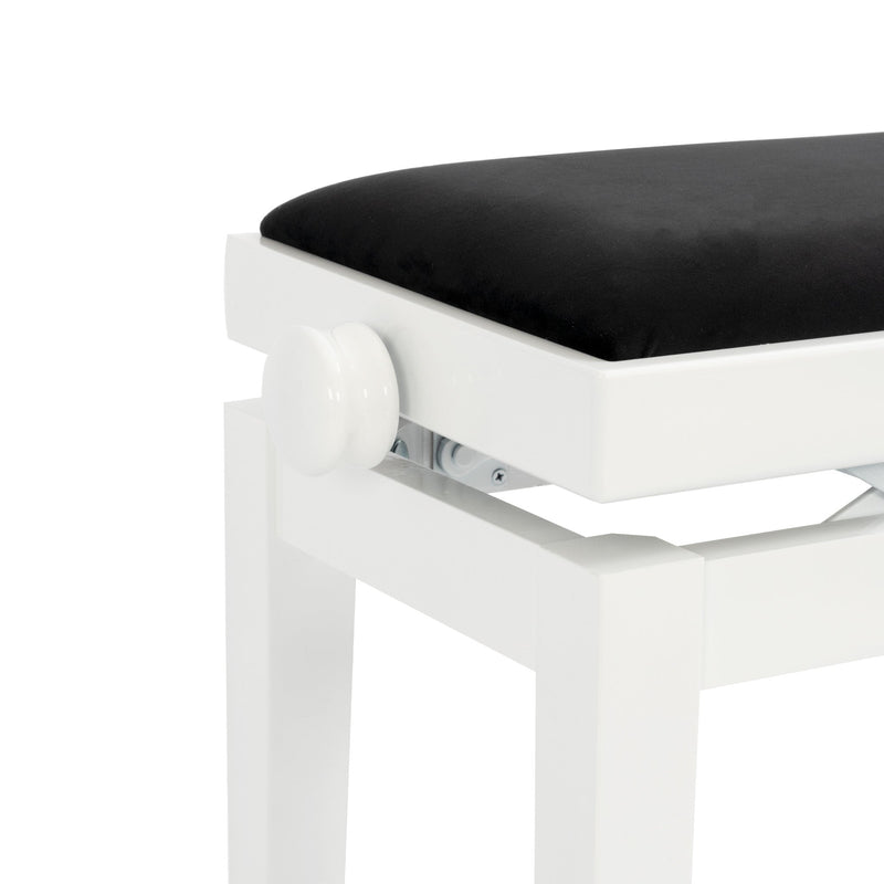 CGM 126E duet piano stool - White gloss, black velvet