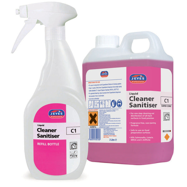 CATERING, C1 Liquid Cleaner Sanitiser, Refill Bottles, 750ml, Each