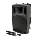 QTX QX series portable powered PA unit with 2 VHF microphones