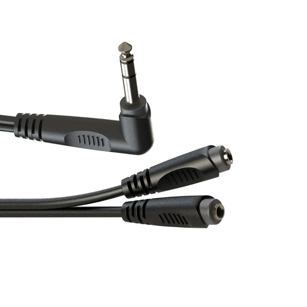 Roxtone 6.3Mm Stereo Right Angle Plug To 2 X 3.5Mm Stereo Sockets