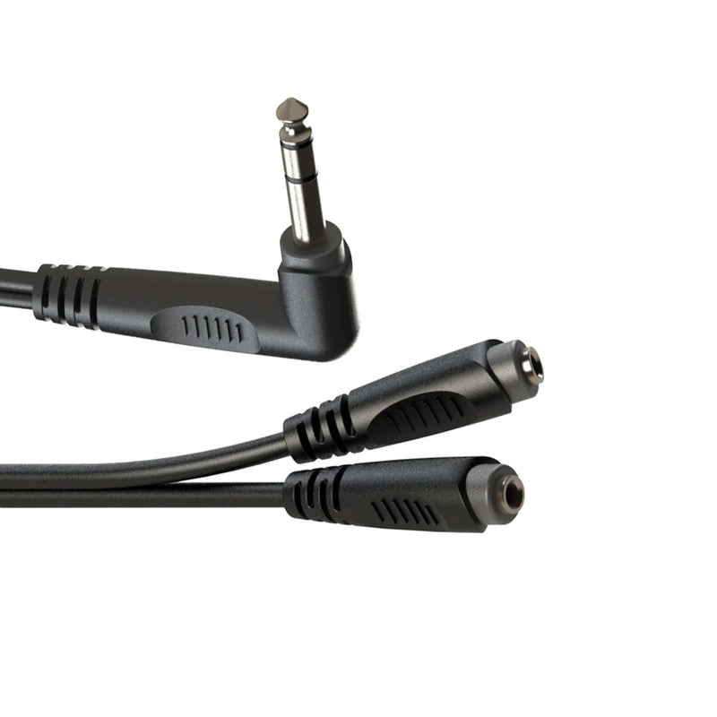 Roxtone 6.3Mm Stereo Right Angle Plug To 2 X 3.5Mm Stereo Sockets