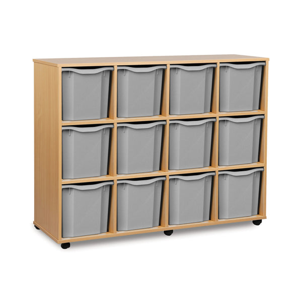 Monarch 12 quad tray storage unit (4 x 3) - Light grey