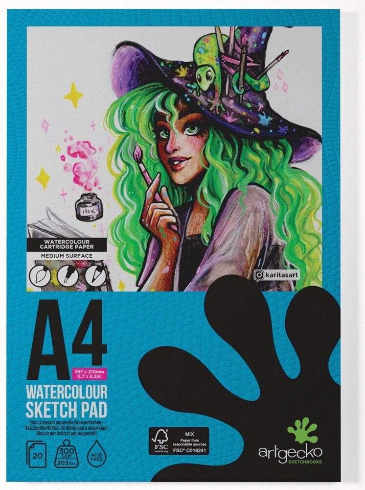 Artgecko Watercolour Sketch Pad, A4, 20 Sheets