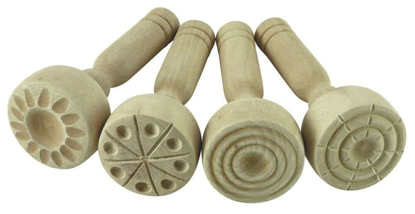 Wooden Dough Stampers, Set of 4