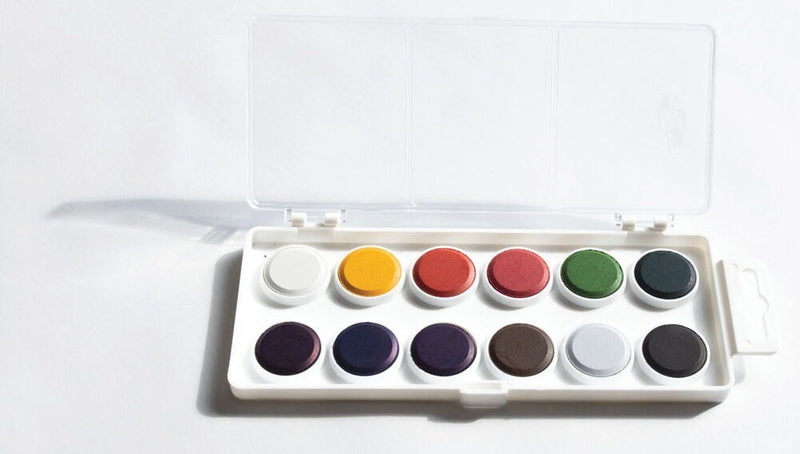 KOH-I-NOOR Dye-based Watercolour Set, 12 colour flat palette