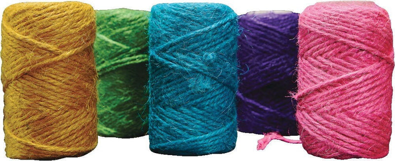 Jute Yarns, 20m, Coloured, Pack of 5