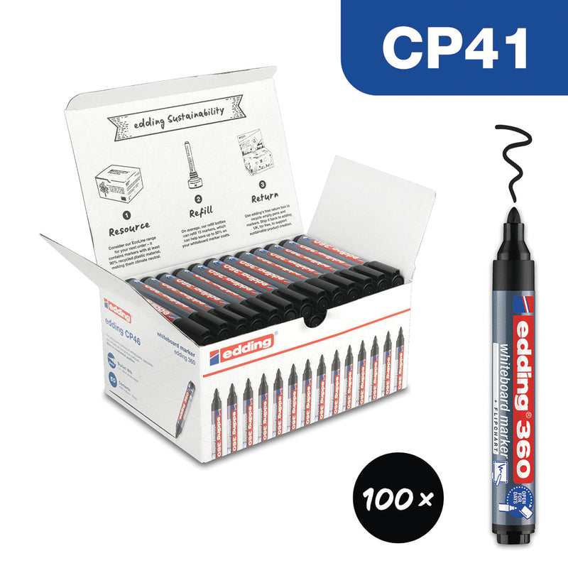 Drywipe Marker 360 Bullet Blk Pk100